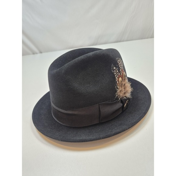 Scala Other - Scala Hat Fedora Mens One Size Black Wool Felt Handmade Classic Trim Feather Pin